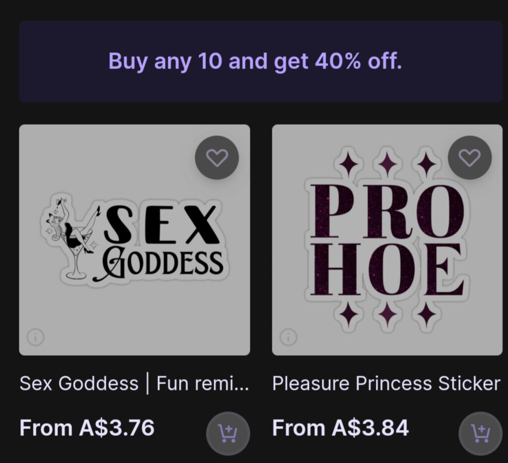 sex goddess and pro hoe stickers